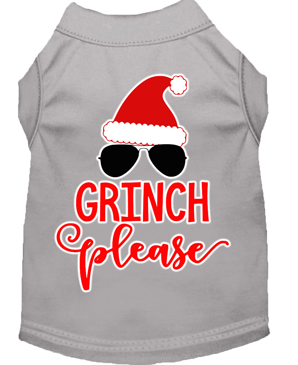 Grinch Please Screen Print Dog Shirt Grey Lg